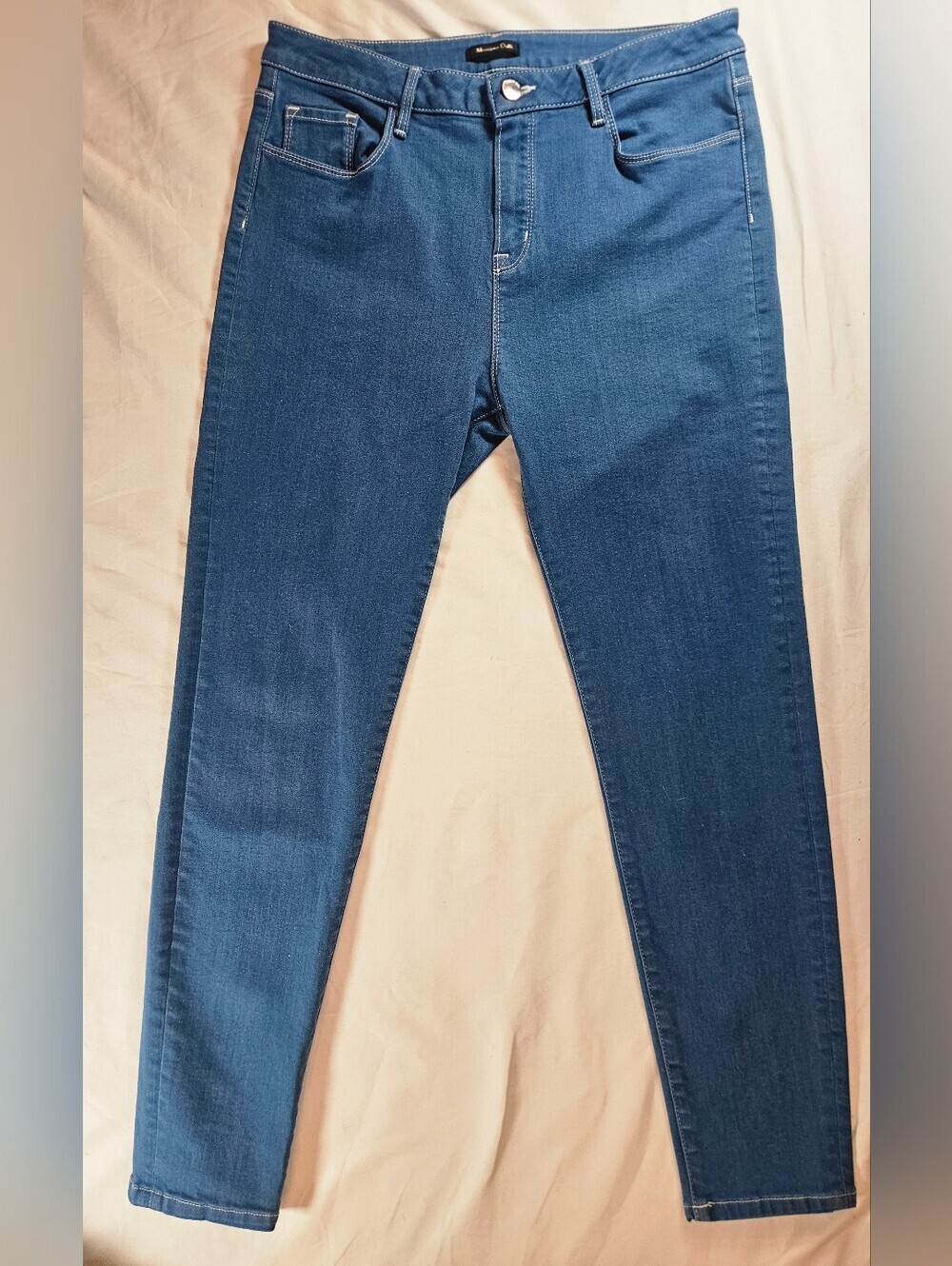 Massimo Dutti Womens Blue Pull On Five Pocket Button/Zip Fly Skinny Jeans Sz 10